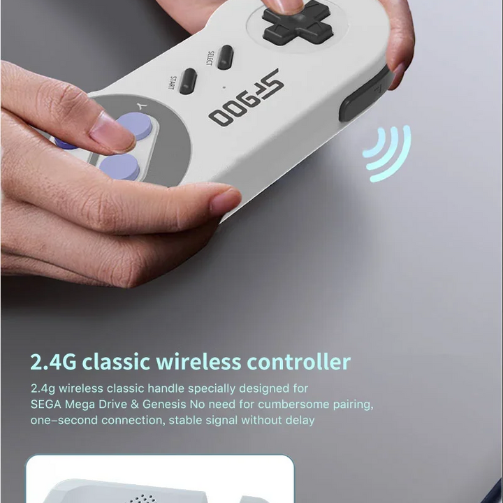 SF900 Retro Game Console – 5000 Built-in Games, HDMI Output, Wireless Controllers, SNES Style