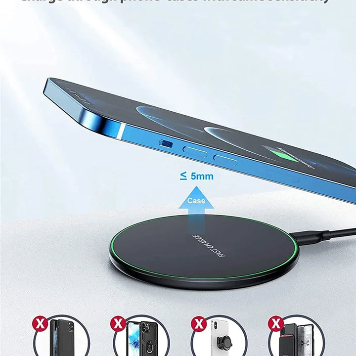 Fast Wireless Charging Pad for iPhone & Samsung Devices